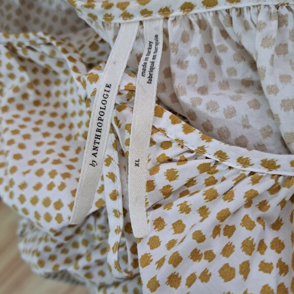 Anthropologie Somerset Maxi Dress in Polka Dot Puff Sleeve Cream Gold Prairie XL - Picture 8 of 8